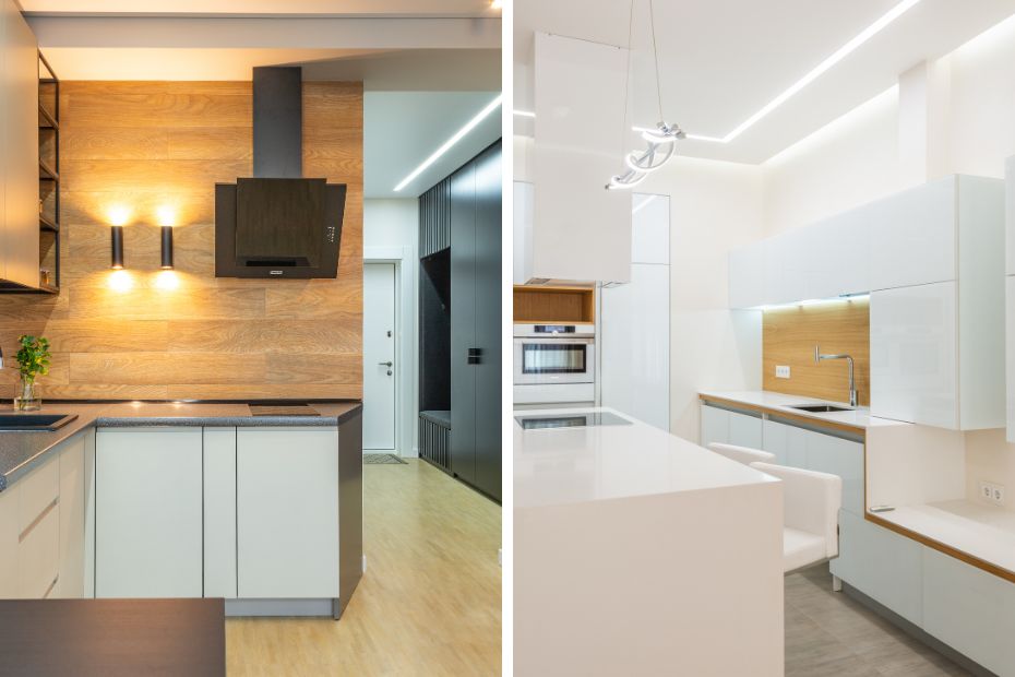 When planning your kitchen lighting, consider whether you prefer yellowish light or white light.